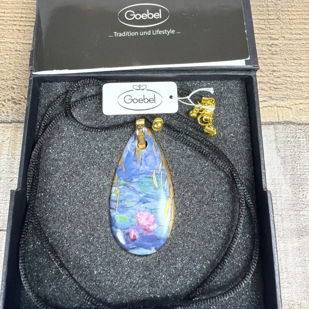 Goebel Artis Orbis Claude Monet Water Lilies Reversible Porcelain Pendant NIB